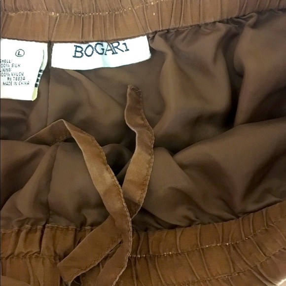 Silk pants wide leg pull on pants harem silk pants rust brown color size L - Picture 5 of 7